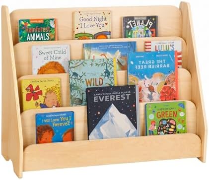 OOOK 4-Tier Kids Bookshelf, Wooden Front Facing Bookshelf