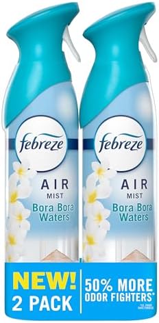 Febreze Air Mist, Air Freshener Spray, Odor Fighting Room Spray, Deodorizer for Home Bathroom Kitchen Office Apartment Dorm Room Classroom, Bora Bora Waters Scent, 8.1oz (Pack of 2)