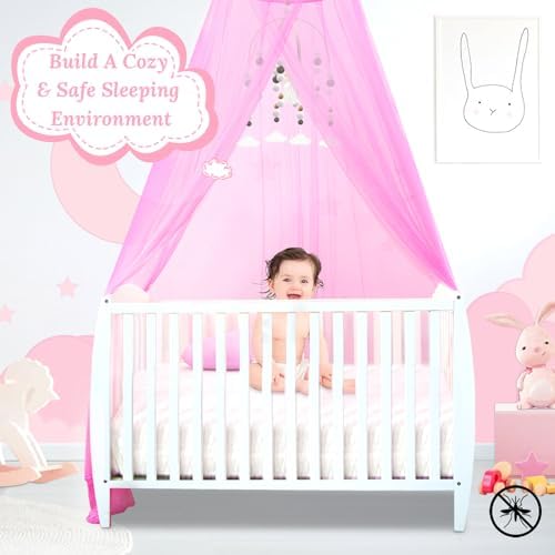 South to East Pink Bed Canopy for Girls, Princess Room Decor ＆ Girl Gift