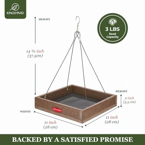 Kingsyard Platform Bird Feeder for Outdoors, Hanging Feeding Tray