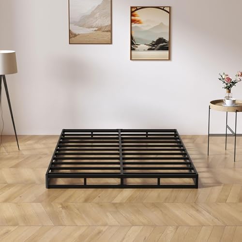 Cal King Metal Box Springs - 5 Inch Low Profile Heavy Duty Black Basics Bed Base Non Slip Box Spring Mattress Foundation, Easy Assembly, No Noise