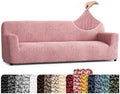 PAULATO Premium Stretch Couch Covers for Sofa - Sofa Chair Cover Washable, Dogs & Pets Friendly - Elastic Polyester Loveseat Slipcovers - Non-Slip Love Seat Couch Covers - Coral Pink (86"-120" Wide)