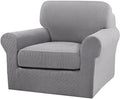 Turquoize 2 Piece Chair Covers Chair Slipcovers for Living Room Armchair Couch Cover Chair Sofa Cover with Individual Cushion Covers Furniture Cover for Chairs Feature Jacquard Fabric (Chair, Dove)