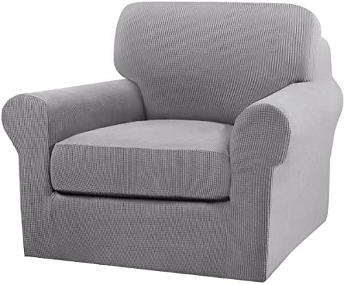 Turquoize 2 Piece Chair Covers Chair Slipcovers for Living Room Armchair Couch Cover Chair Sofa Cover with Individual Cushion Covers Furniture Cover for Chairs Feature Jacquard Fabric (Chair, Dove)