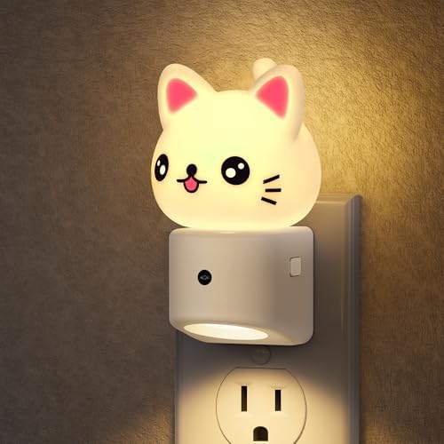 DORESshop Night Light for Kids,3D Cute Cat Kids Night Light,Light Sensor