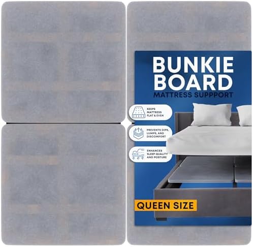 Greaton, 1.5-Inch Split Wood Bunkie Board Queen Size, Under Mattress Support, Fits Bed Frames, bunk beds, Fully Assembled, Breathable Fabric Cover, Replaces Bed Slats or Box Spring