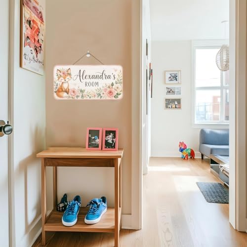Custom Door Sign Woodland Animals Nursery Wall Art Girls Name Sign Boho Fox Decor