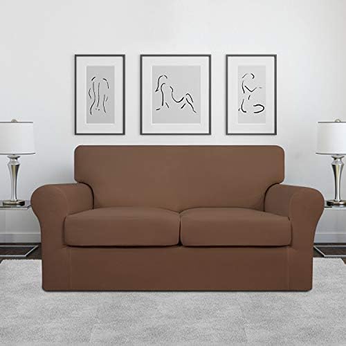 Easy-Going 3 Pieces Stretch Loveseat Couch Cover for 2 Cushion Washable