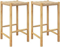 GIANTEX 26" Counter Height Wood Bar Stools Set of 2, Boho Rattan Barstools, Max Load 330 Lbs, Armless Saddle Kitchen Stools, Backless Wicker Bar Stools for Kitchen Counter Indoor Outdoor