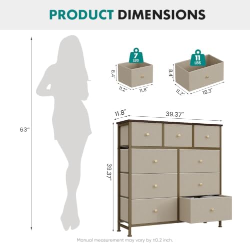 OLIXIS 9 Drawer Tall Dresser for Bedroom, Closet Organizers and Storage