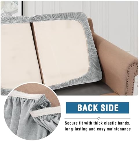 H.VERSAILTEX Sofa Covers Washable High Stretch Couch Cover Thick Soft T Cushion Sofa Slipcovers All Seasons Universal Sofa Couch Covers for Sectional Slipcovers(3 Seater Sofa Cushion Cover,Dove)
