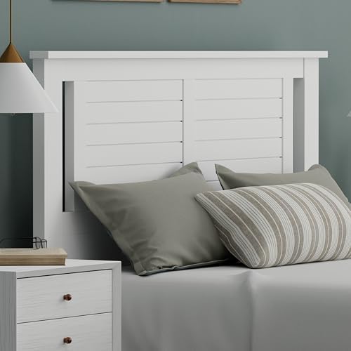 ComfIQ Serene Wood Panel Headboard with Horizontal Scoring, Full, White