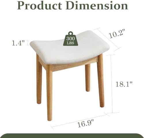 Royal Windsor Vanity Stool, 18" H Makeup Chair,Small Ottoman Stool