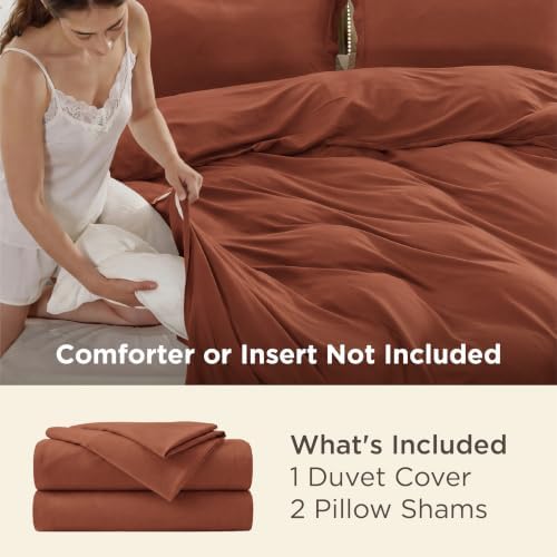 Bedsure Duvet Cover Full Size, Double Brushed Bedding Set, Burnt Orange
