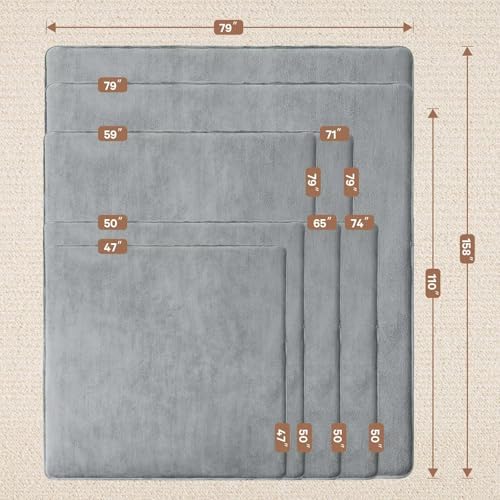Baby Play Mat Floor,Tummy Time Area Rug 50x50 Playpen Muscle Mat Light Grey