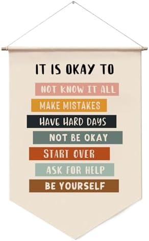 It's Okay to Not be Okay, Positive Affirmations for Kids, Classroom Wall Hanging, Encouraging Wall Decor for Homeschool, Playroom Hanging Banners, Hanging Banners for Wall Decor