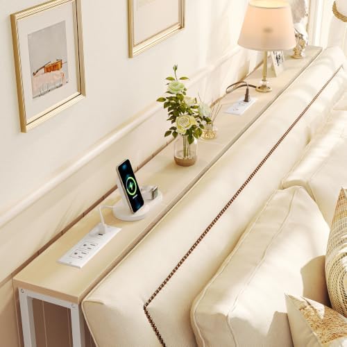 SUPERJARE 79 Inch Sofa Table with 2 Power Outlets and USB-C Ports