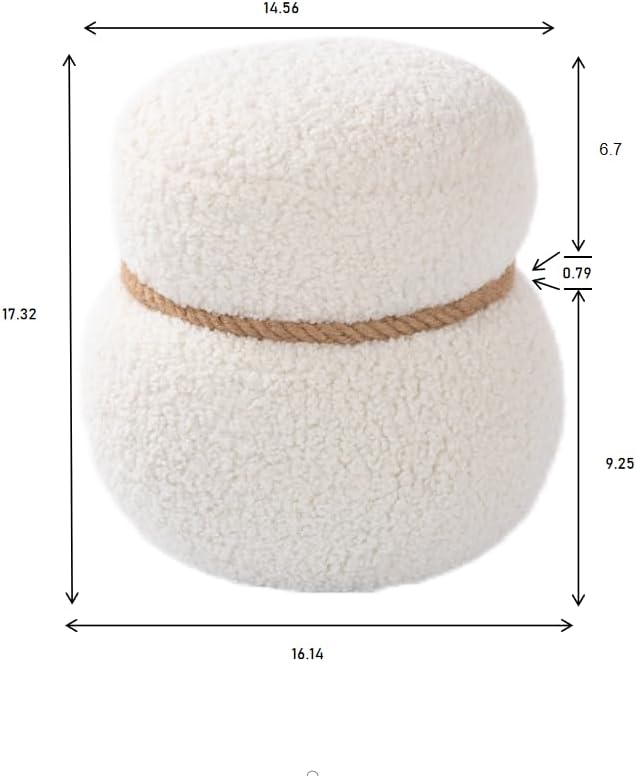 16.14" Cute Small Footrest Ottoman Teddy Fabric Snowman Shapes Footstool