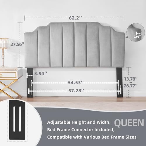 Headboard Queen Elegantly Curved Soft Padded Queen Headboard Only