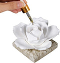 Ceramic Passive Essential Oil Diffuser, Aesthetic Desktop Handmade Flower & Concrete Base, Porcelain Aromatherapy Oils Diffuser for Home, Office, Yoga, Spa Room (White Rose)