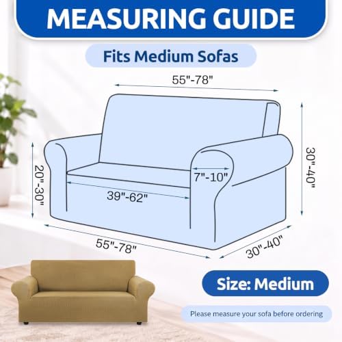 KEKUOU Stretch Loveseat Couch Cover, 2 Cushion Couch Slipcover,Tan