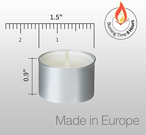 HomeLights Unscented Tealight Candles - 100 Pack, 8hr Smokeless White Votive Candles for Shabbat, Weddings, Home Decor