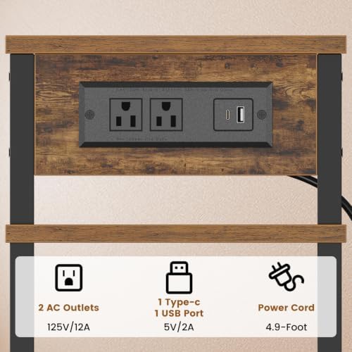 Creso hom Side Table with Charging Station, End Tables Living Room