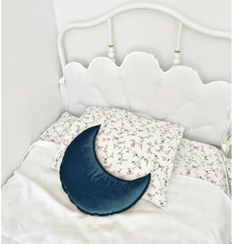 Moon Shaped Throw Pillow Star Couch Cushion Decorative Pillows Fluffy Velvet Stars Home Decor Plush for Bedroom (Moon, Dark Blue)