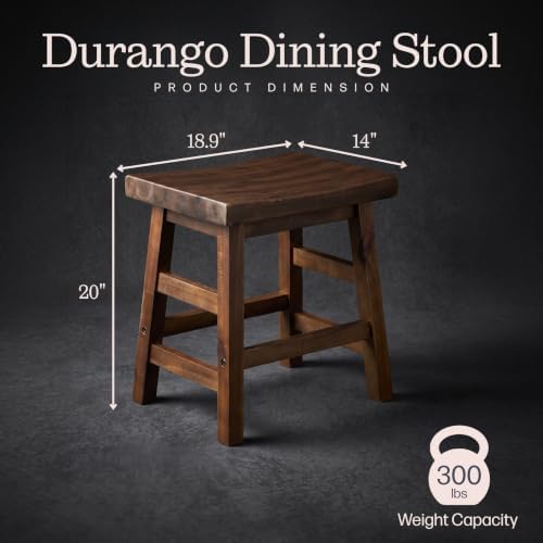 Alaterre Furniture Durango Solid Wood Rustic Single Bar Stool, Natural, 20”
