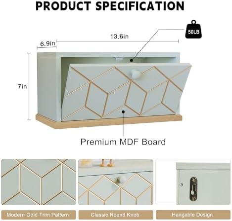 HLR Floating Night Stand, Small Nightstand with Flap Door, Morden Wall Mounted Floating Nightstand for Bedrooms,Green