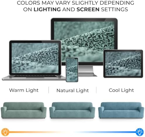 PAULATO Premium Stretch Couch Covers for Sofa - Sofa Chair Cover Washable, Dogs & Pets Friendly - Elastic Polyester Loveseat Slipcovers - Non-Slip Love Seat Couch Covers - Teal (86"-120" Wide)
