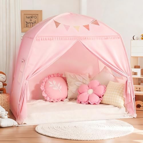 Sumbababy Large Teepee Tent for Kids - Tent Indoor Kids Teepee Tent for Boys & Girls - Kids Play Tent Inside Canopy Bed for Playroom Gift Toys (Pink)