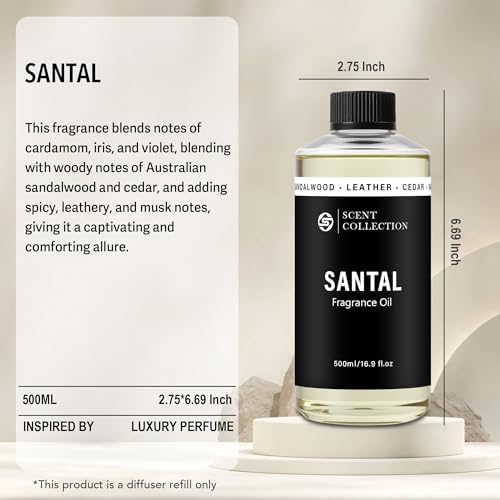 Luxury Hotel Scent Santal 500ml/16.9Fl oz Diffuser Oil Waterless Essential