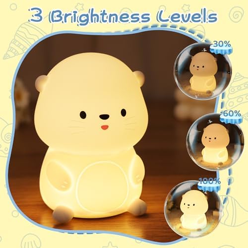 YuanDian Sea Otter Night Light, Gift for Babies and Teens, Decorate Kids' Bedroom with Cute Silicone Otter Nightlights with 8 Color Lights, Christmas Birthday Gift for Children and Toddlers Adults
