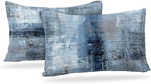Throw Pillow Covers for Couch, 20x12 Inch, Set of 2, Grey Blue