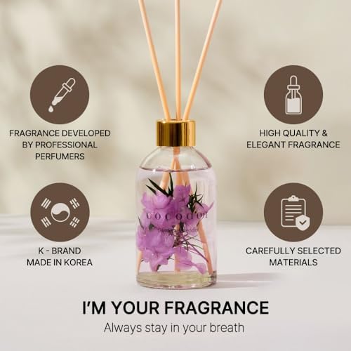 COCODOR Herbarium Reed Diffuser/White Jasmine/6.7oz(200ml)/ Fragrance Scent Essential Oil Stick Diffuser Set for Bedroom Bathroom Home Décor