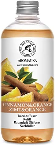 Cinnamon - Orange Diffuser Refill 17 Fl Oz - Intensive - Fresh & Long Lasting Fragrance - Good for Aromatherapy - SPA - Christmas Scent - Scented Diffusers - Home Fragrance - Reed Diffuser Refill