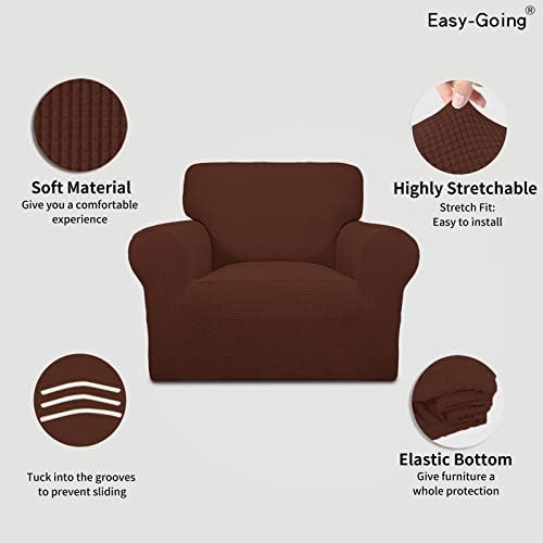 Easy-Going Stretch Chair Slipcover with Arm Washable Coffee