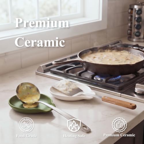 LarqeeWare Ceramic Spoon Rest for Stove Top, Modern Kitchen Counter Holder