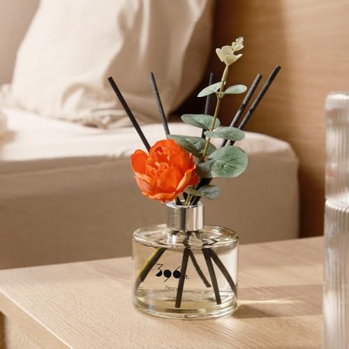 396 st. Peony Flower Reed Diffuser, Baby Powder, 200ml(6.7oz) / Reed Diffuser Sets, Home Fragrance, Scented Oils, Home & Bathroom Décor