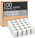 Unscented Tealight Candles - 100 Pack 4 Hours White Small Tea Candles