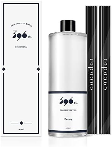 396 st. Reed Diffuser Oil Refill, Peony, 16.9oz, 10 Fiber Reed Sticks/Home Fragrance, Scented Oil Refills, Oils for Reed Diffuser, Home Décor