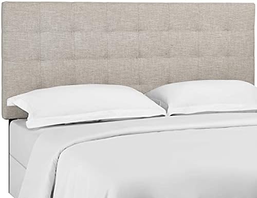 Modway Paisley Upholstered Tufted Linen Fabric King and California King Headboard Size in Beige