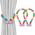 KLOGTSIND Magnetic Curtain Tiebacks, 2 Pack Wood Bead Curtain Holdbacks