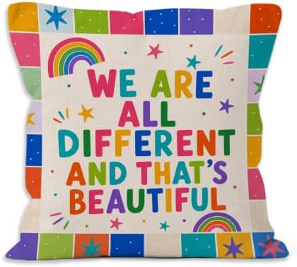 Retro Inspirational Rainbow Boy Girl Nursery Throw Pillow Cover 18x18