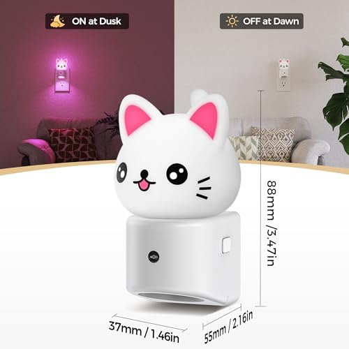DORESshop Night Light for Kids,3D Cute Cat Kids Night Light,Light Sensor