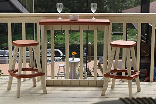 Single Bar Set Includes 2 Barstools Redwood Top & Warm Grey Base Ideal for Patio Hot Tub Area Backyard Durable WeatherResistant Design Easy Nohardware Assembly Proudly Made in USA