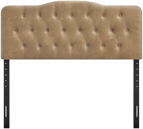 Modway Annabel Faux Leather Adjustable Queen Headboard in Toast - Padded Vegan Leather Headboard with 7 Height-Adjustable Positions