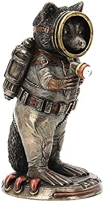 Veronese Design 5 1/4" Raccoon Frogman Cadet Steampunk Resin Sculpture Handpainted Animal Collectible Figurines Military Gift
