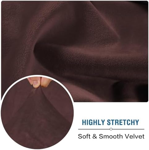 H.VERSAILTEX Velvet Stretch Individual Couch Cushion Cover Plush Cushion Slipcover for Loveseat Sofa Cushion Furniture Protector Seat Cushion Sofa Cover (1 Piece Sofa Cushion Cover, Brown)